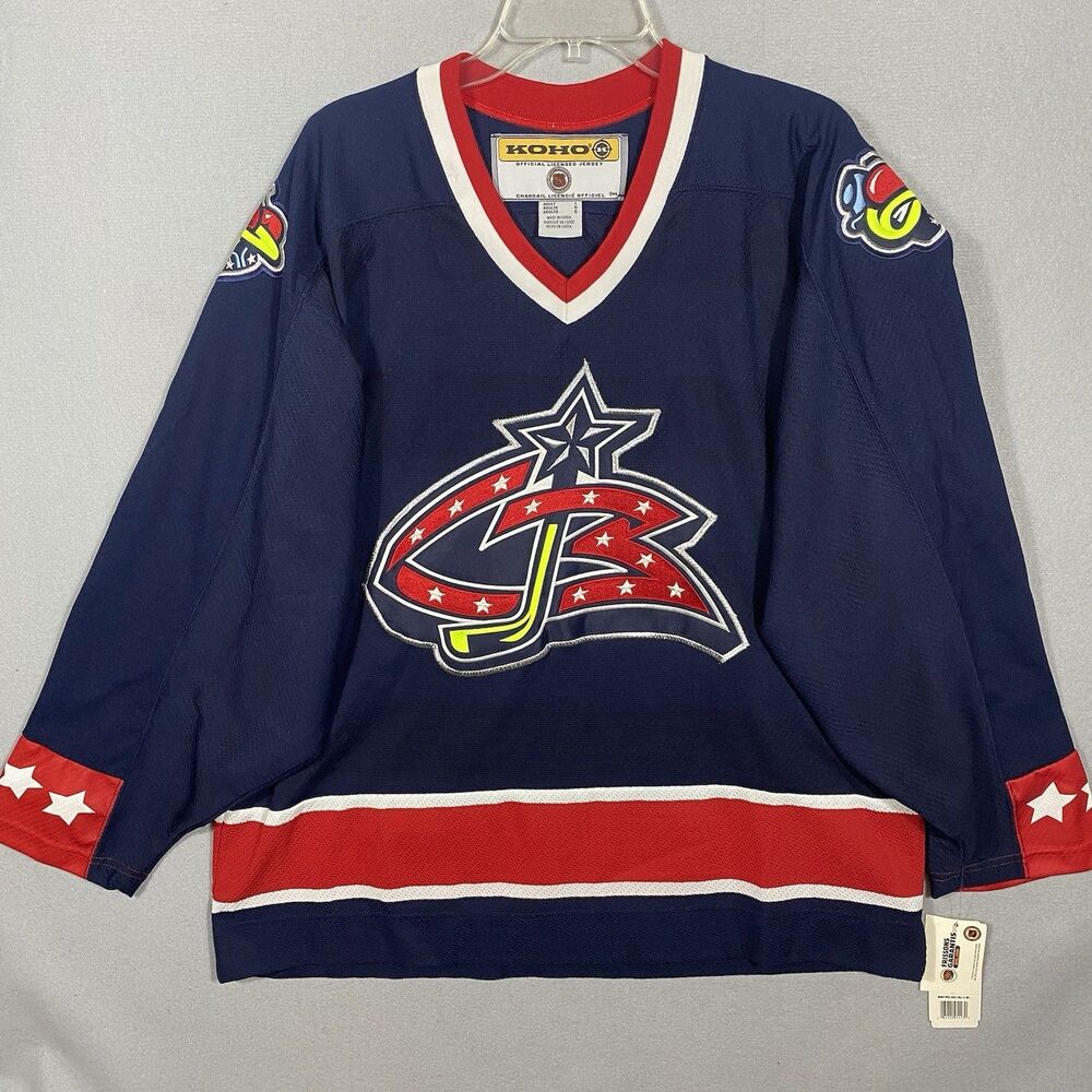 Vintage Columbus Blue Jackets Air Knit Jersey KOHO Mens L Rare NHL Hockey NWT